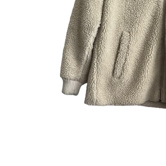 Abercrombie‎ Women Sherpa Fleece Jacket M Beige Bomber Cozy Layer Zip Streetwear - Picture 8 of 12
